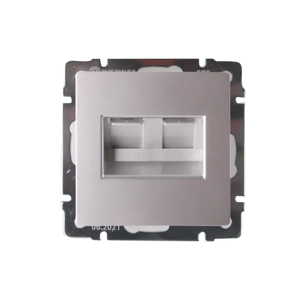 Розетка компьютерная двойная встраиваемая Werkel RJ45 цвет серебряный Встраиваемые механизмы STLM-2056798