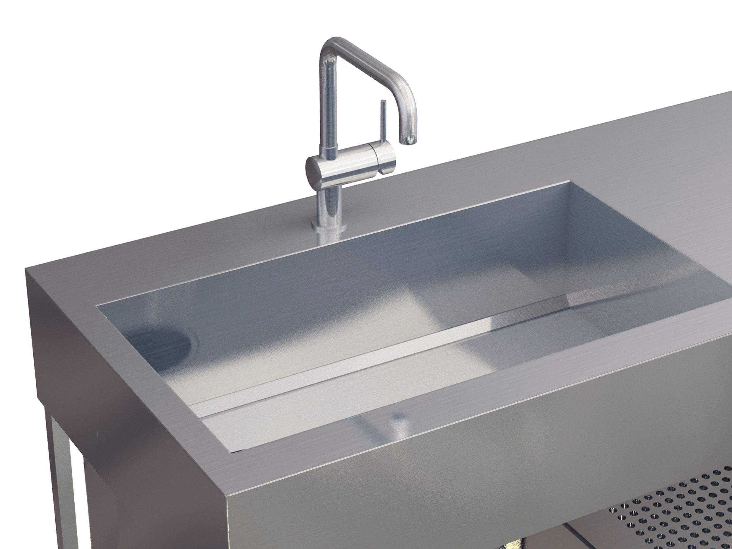 Кухня из нержавеющей стали с островом без ручек Miratap OSSO ARCH-00129289 - Вид №13