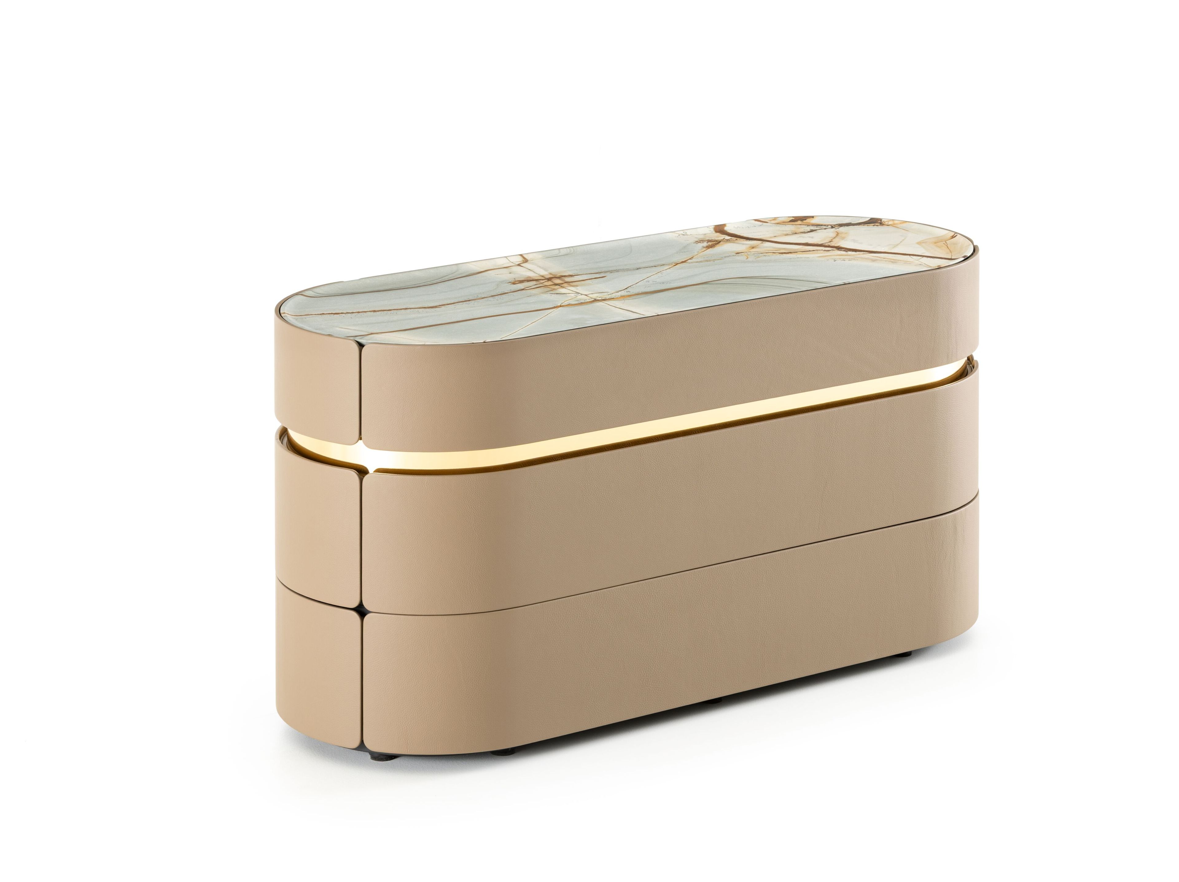 Комод из ясеня с кожаной обивкой Flou Тоши ARCH-00002322