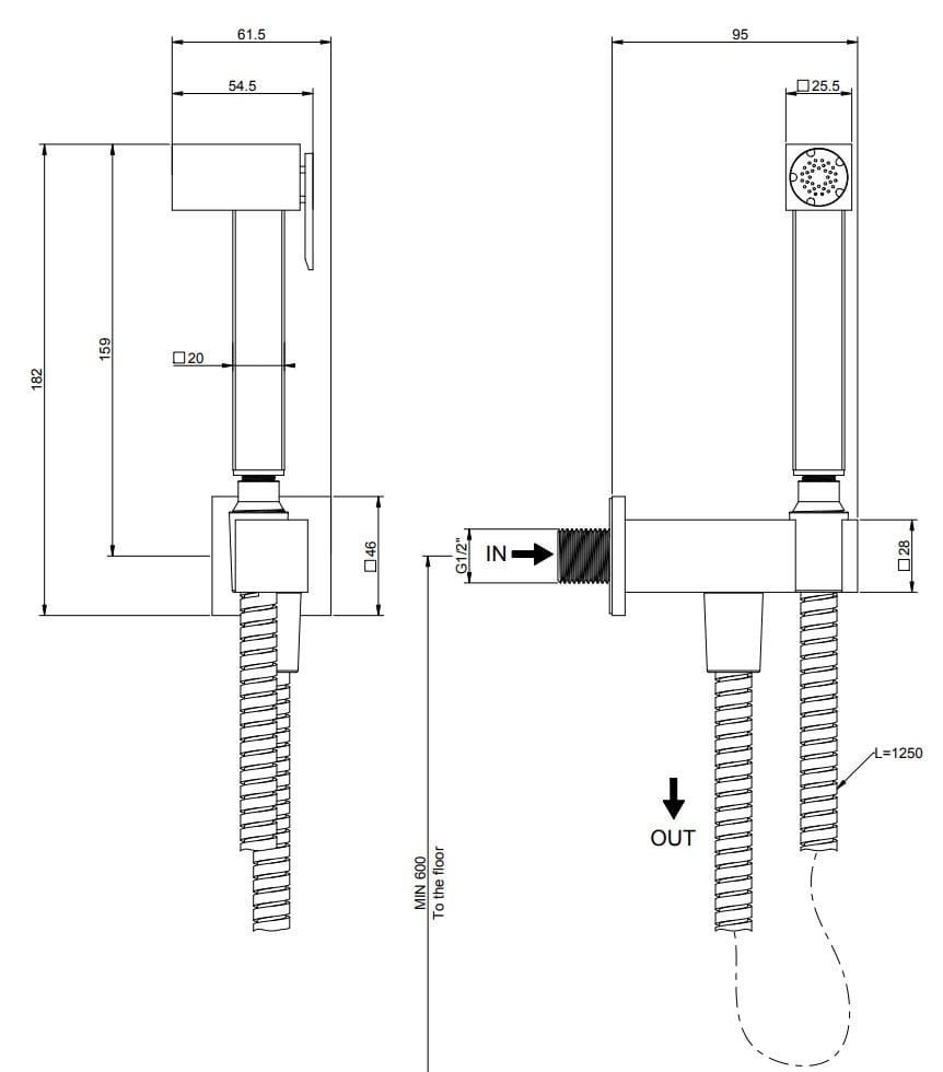 Ручной душ с держателем Gessi прямоугольник ARCH-00123126 - Вид №2