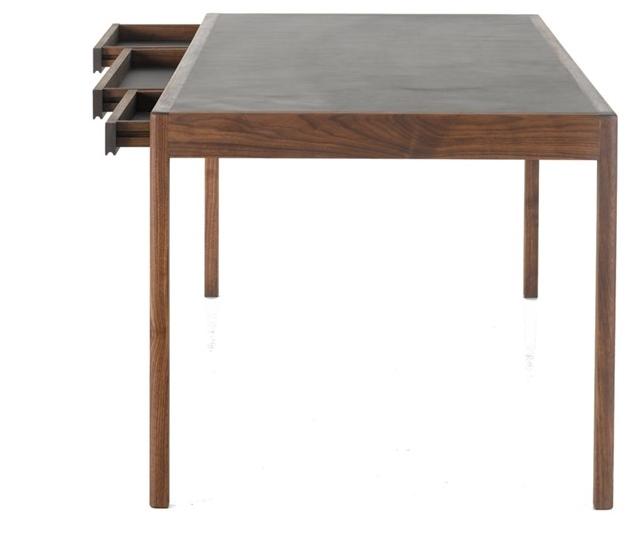 BassamFellows Рабочий стол из массива дерева с ящиками и кожаной столешницей Leather desk Cb-311 / cb-311p - Вид №2