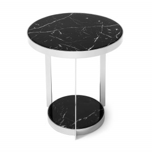 450274-BS ABHIKA БОКОВОЙ СТОЛ FAME H58 D55 BLACK/SILVER