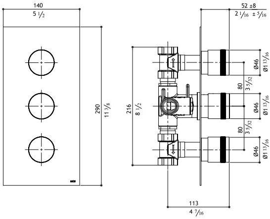 MGS Термостатический смеситель для душа из нержавеющей стали с тарелкой Ergon sun-id-1435330 - Вид №2