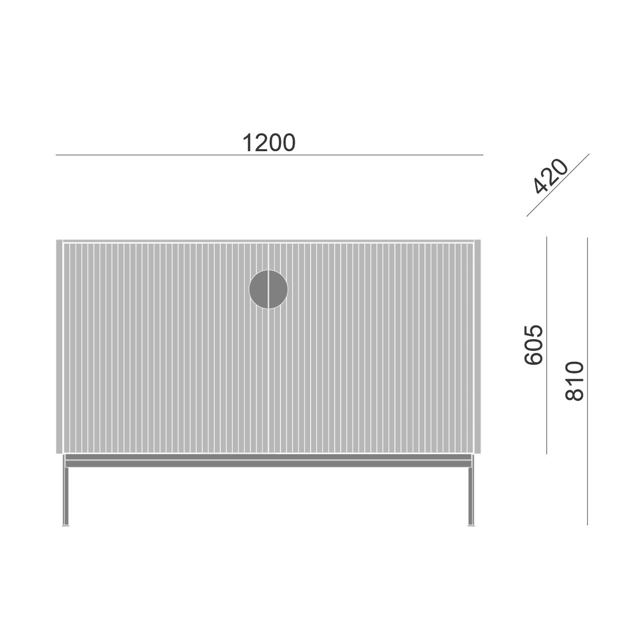 Комод c дверцами светло-серый Uno BRAGIN DESIGN LIVING 00-3974661 Серый - Вид №2