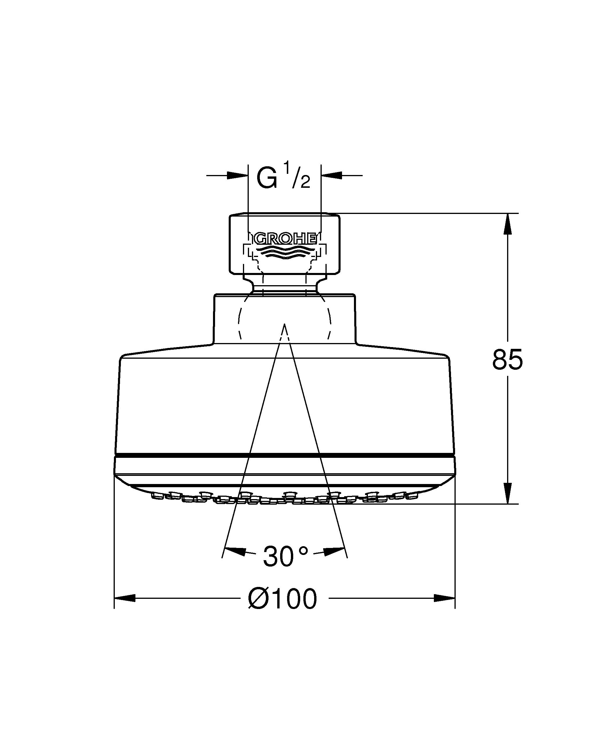 Верхний душ GROHE New Tempesta Cosmopolitan 100 I, хром (26366001) - Вид №1
