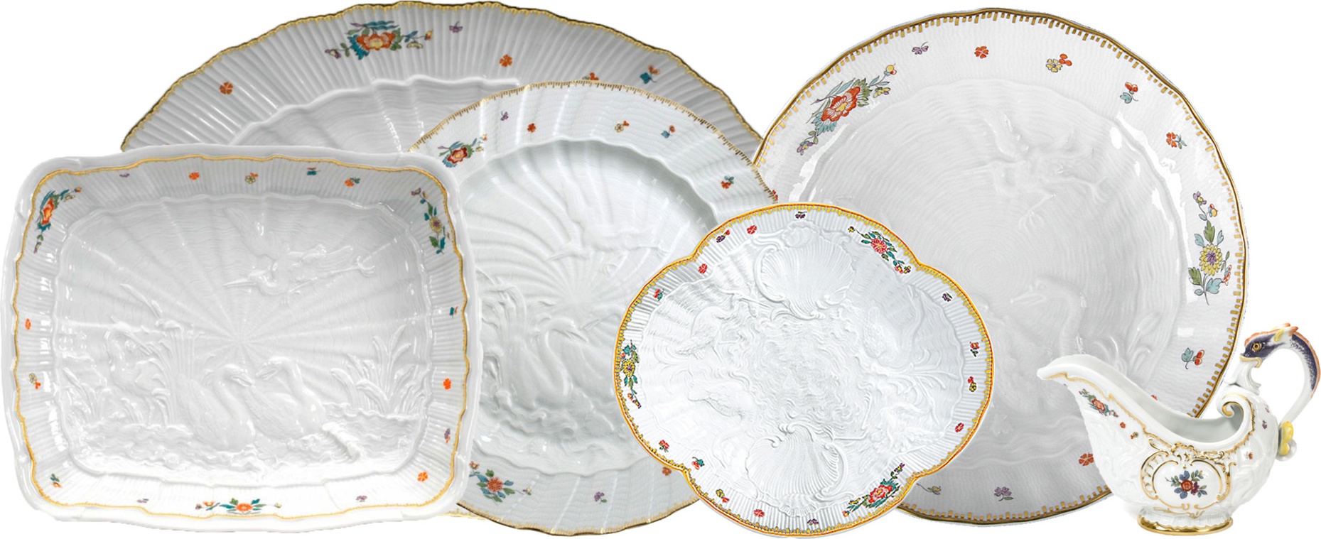 10618739 Meissen Сервиз столовый 6/23 "Лебединый сервиз" (индийские цветы) Фарфор 