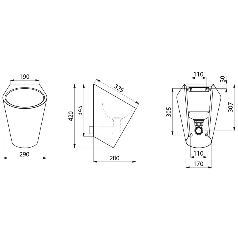 135010 Безводный писсуар FINO WF DELABIE  - Вид №1