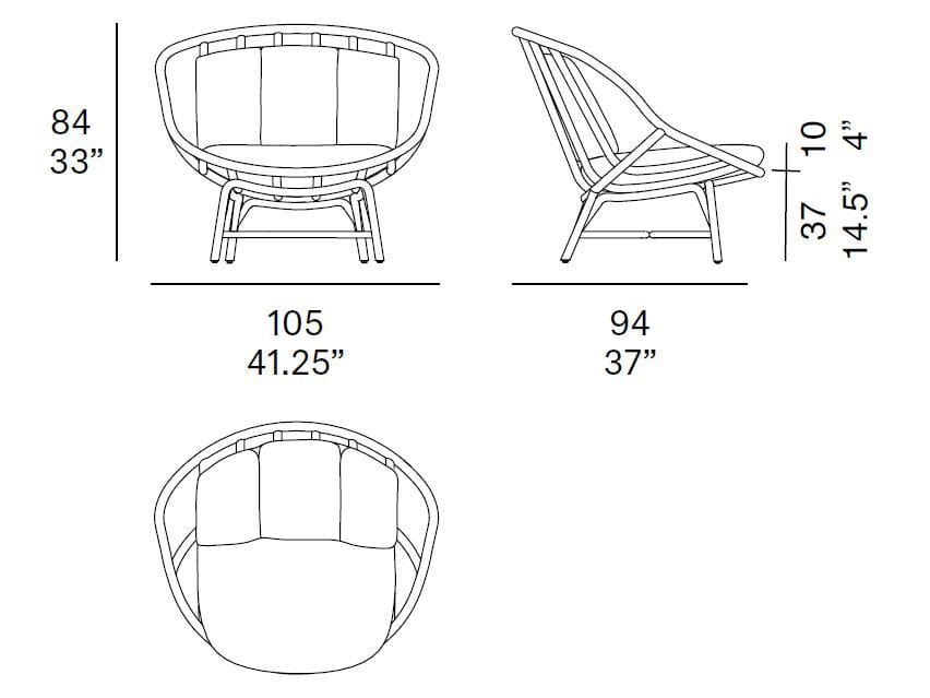 Кресло из ротанга с мягким сиденьем EXPORMIM ARMADILLO ARCH-00060100 - Вид №5