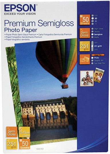 C13S041765 premium semigloss photo paper (10x15) 50 sheets Epson Santreyd 