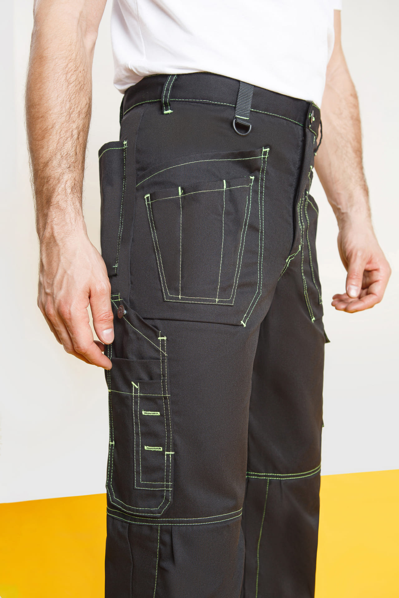 69774 Костюм "Премиум" летний черный с лимонным  Летняя спецодежда размер 60-62/182-188  - Вид №16