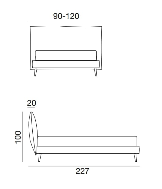 Односпальная кровать из ткани с мягким изголовьем Twils Logan ARCH-00110445 - Вид №6