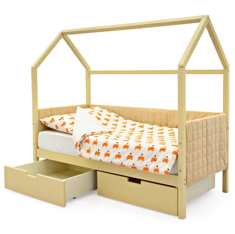 Детская кровать-домик мягкая бежевая Svogen БЕЛЬМАРКО  00-3873177 Бежевый Santreyd  - Вид №4