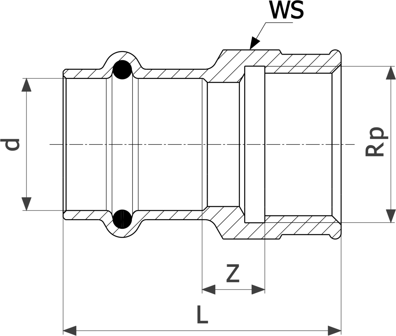 298 074 Модель 2212 Трубопроводные системы  Profipress  Переходники/​переходные угольники Santreyd  - Вид №3