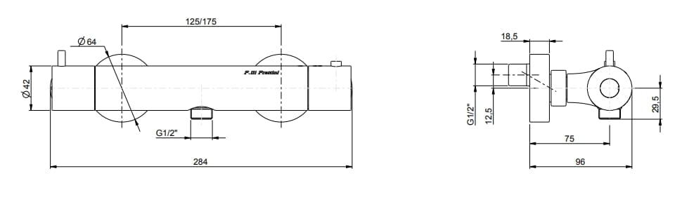 Термостатический смеситель для душа на открытом воздухе Rubinetterie Frattini Pepe XL ARCH-00022650 - Вид №6