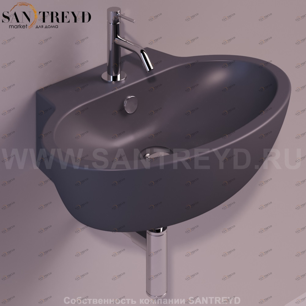 LFT24ANTRACITEMATT Подвесная раковина настенная овальная Simas LFT Spazio черная