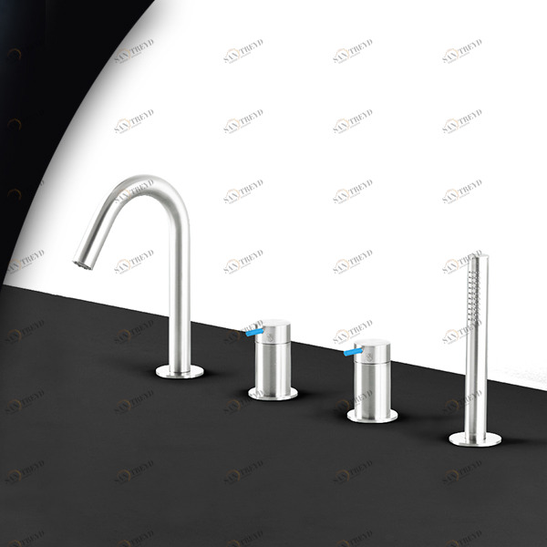 Смеситель для ванны глянцевая сталь с синей ручкой Toki Radomonte TKI16LCIL26