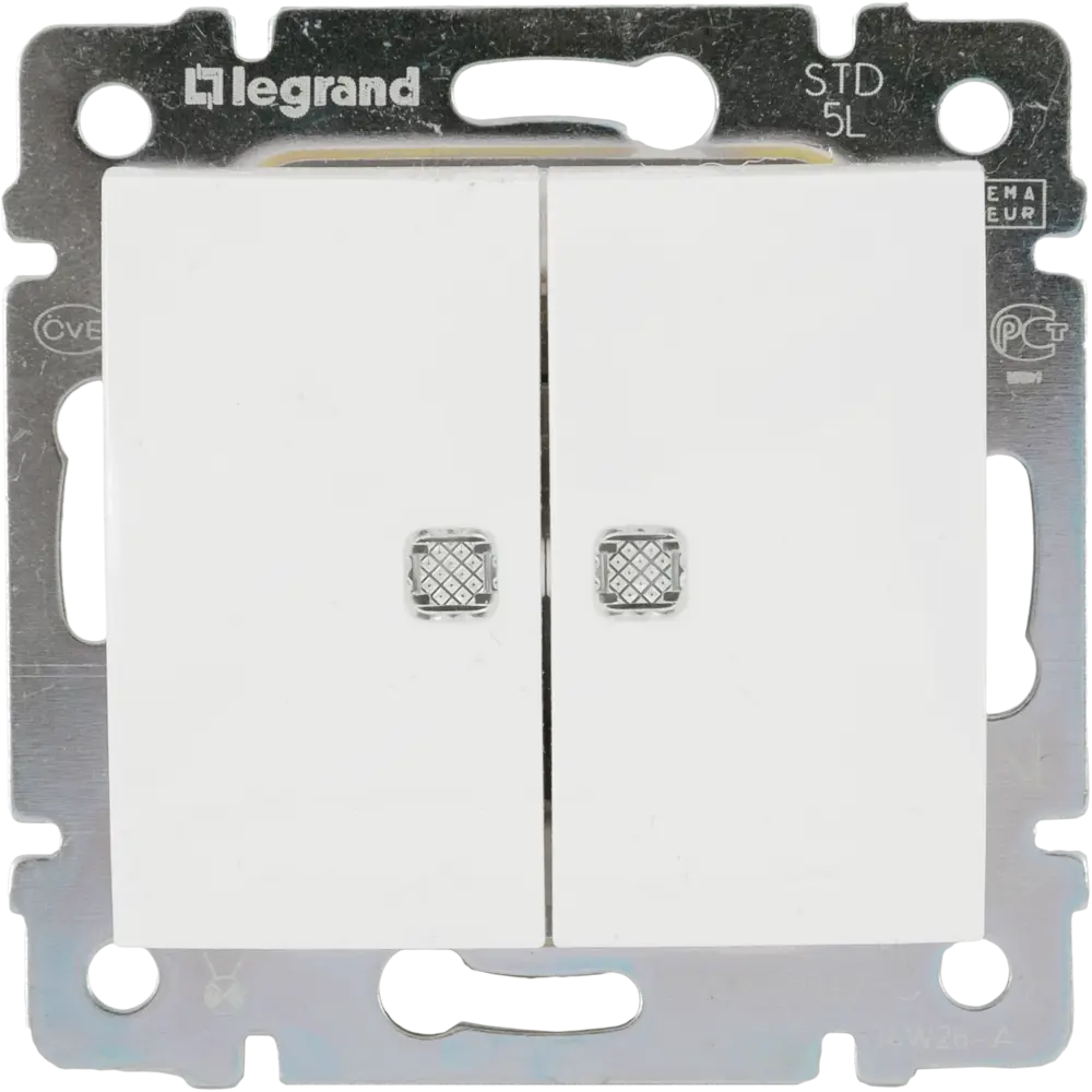 Выключатель Legrand «Valena» 2 клавиши, с подсветкой, цвет белый STLM-2028745