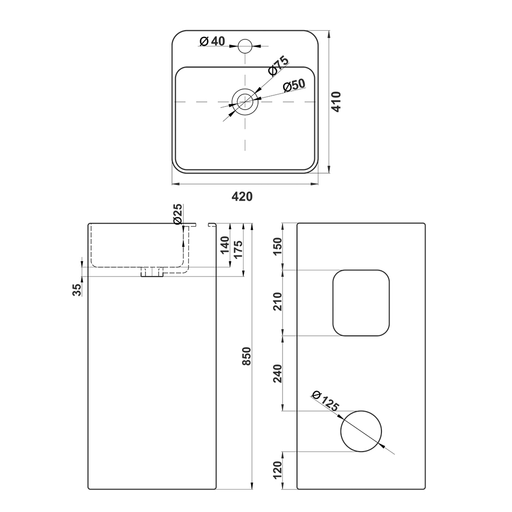 Раковина напольная MELANA MLN-B125 B125-805 - Вид №3