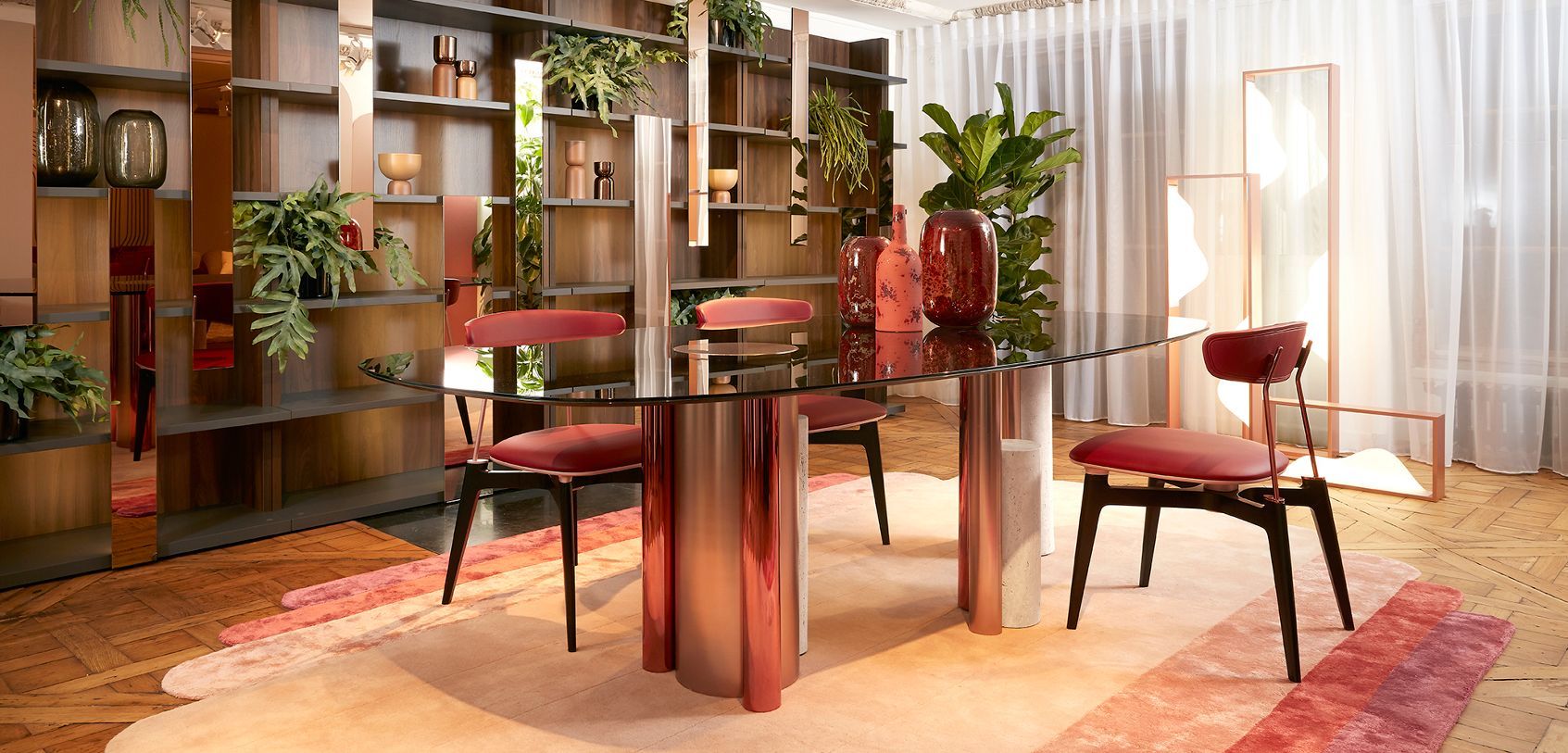 Овальный стол со стеклянной столешницей и стальным основанием и камнем ROCHE BOBOIS силос ARCH-00134604 - Вид №2