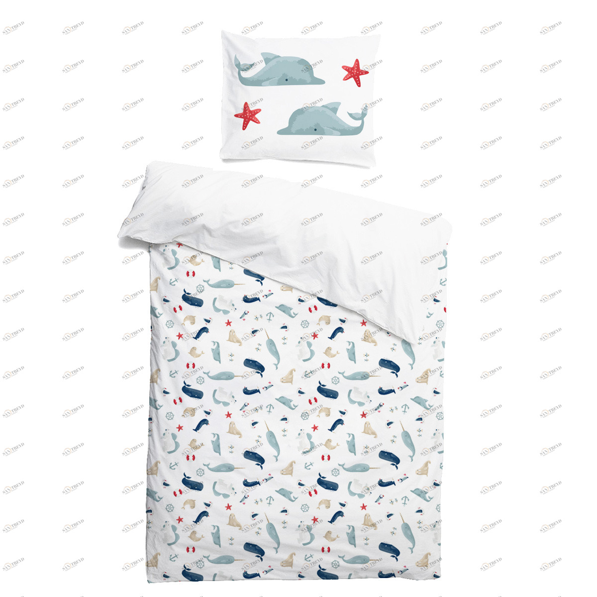 Комплект детского постельного белья "Морские животные" VAMVIGVAM  282095 Белый;голубой Santreyd 