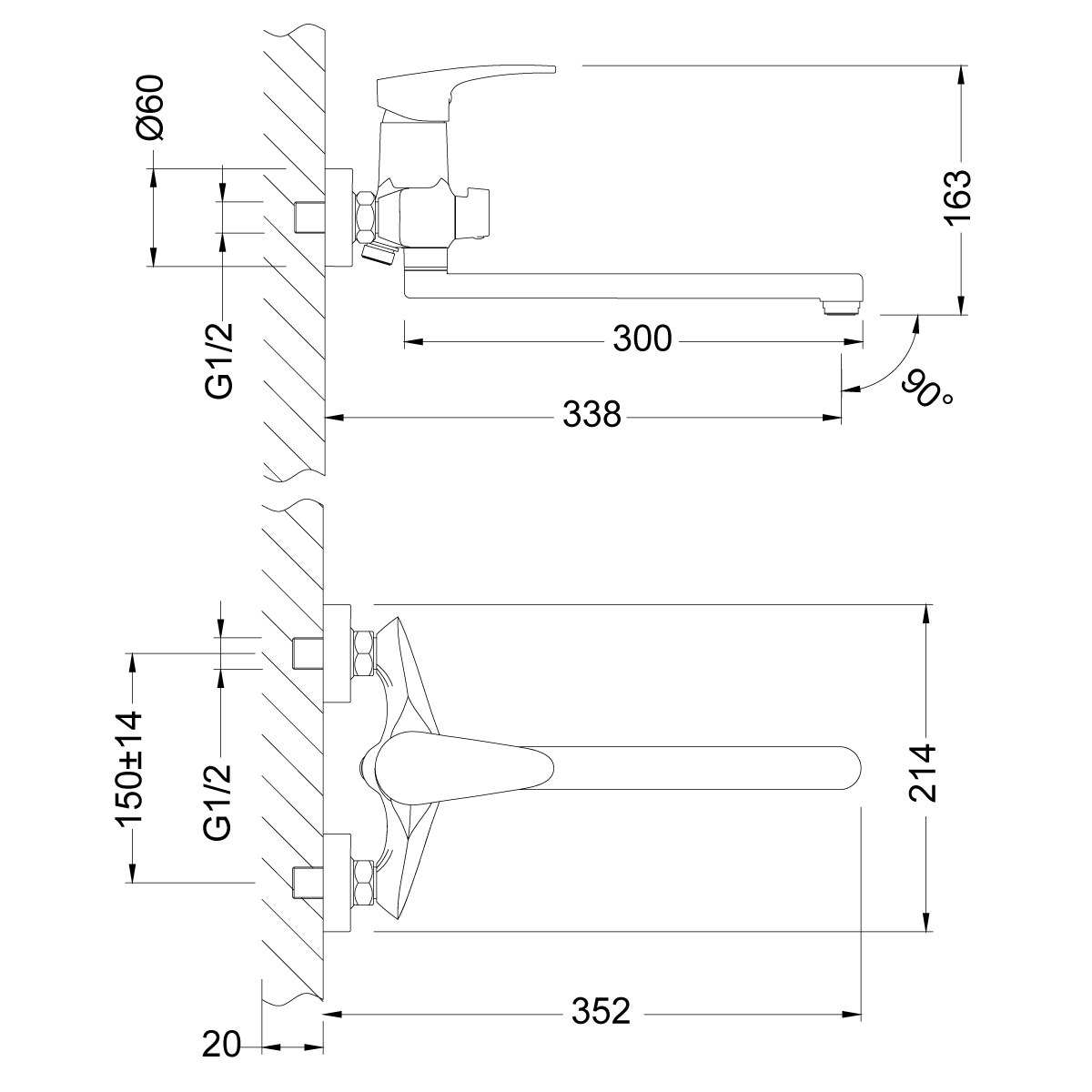 LM0451C Смеситель Linara универсальный LEMARK LINARA  - Вид №2