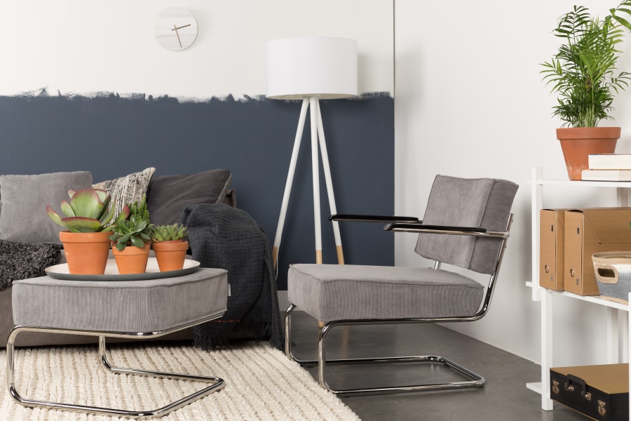 Пуф для ног Lounge Ridge Rib синяя Zuiver 3300004 - Вид №1