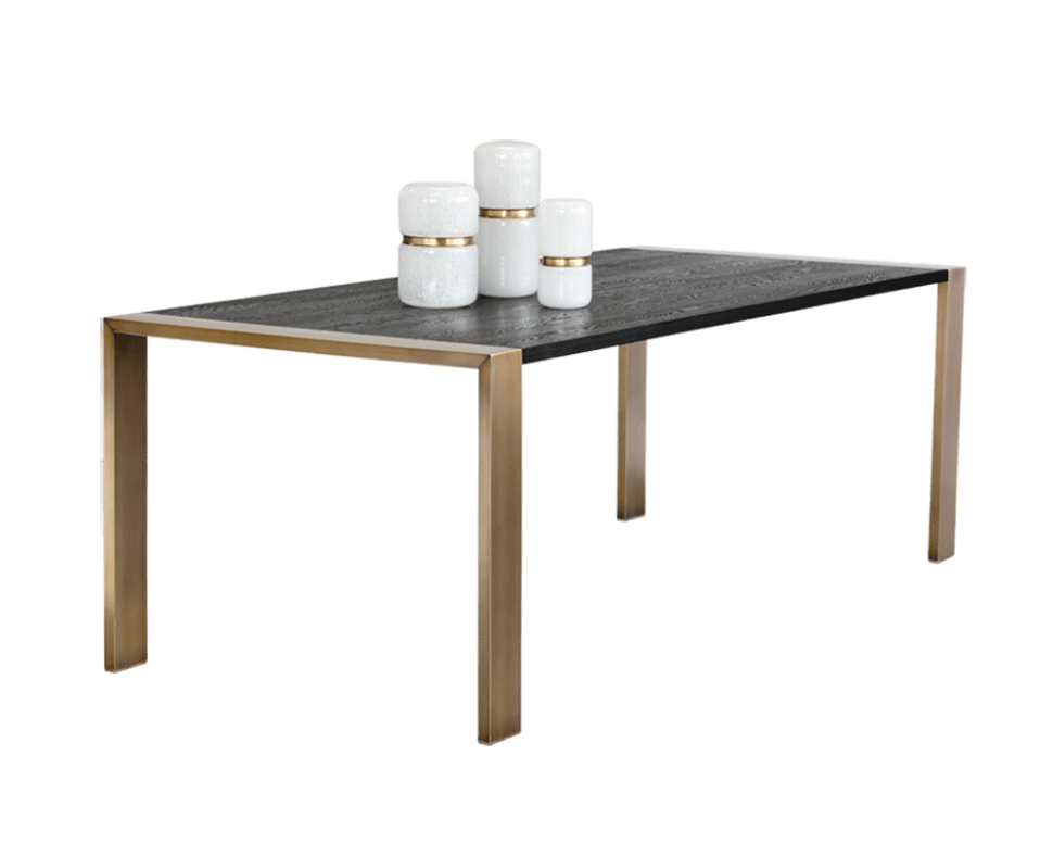 Обеденный стол прямоугольный черный с металлическими ножками 220 см Plat ICON DESIGNE  178134 Коричневый  - Вид №1