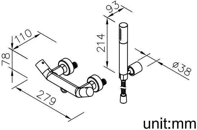 JUSTIME Смеситель для душа, однорычажный, из хромированной латуни, с ручным душем Yes 6875-93-81cp - Вид №2