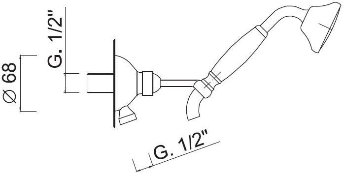 Rubinetteria Giulini Настенный ручной душ с держателем для душа Classic revolution - praga F1551ce - Вид №1