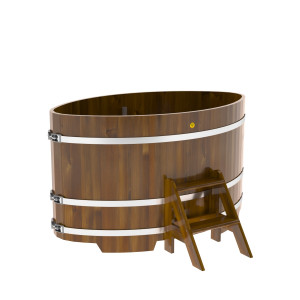 2279 Купель овальная из лиственницы Рустик 1,02х1,68х1,0 морёная Alyarus