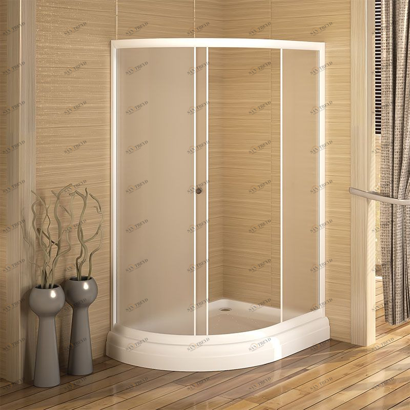 Душевой угол 120х90 (правое исполнение), стеклянные шторки (прозрачные) (1 дверца), поддон на раме-подставке с устройством слива, профиль белый Radomir 1031200100