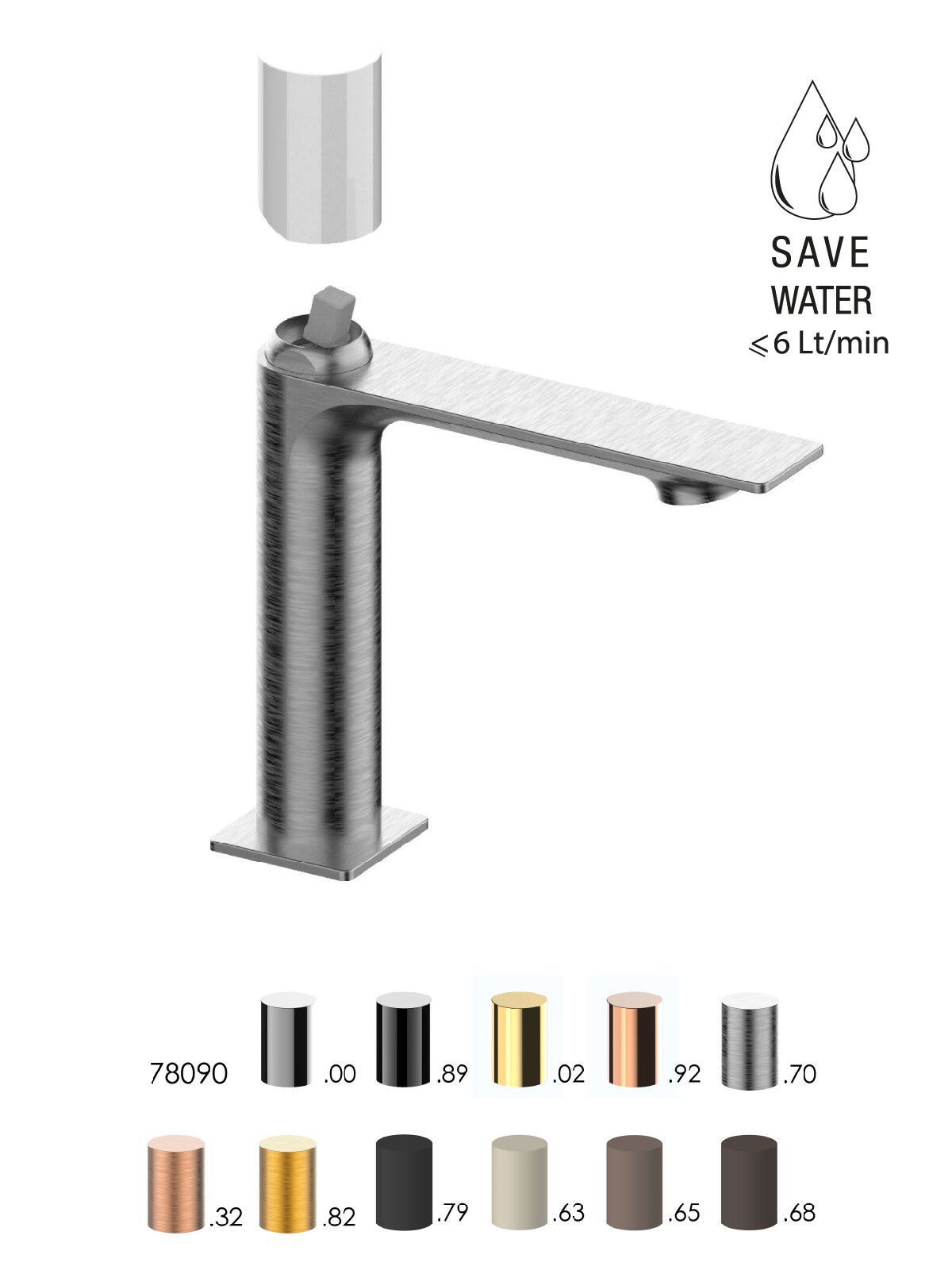 Однорычажный смеситель для раковины с автоматическим сливом Rubinetterie Frattini Narciso S ARCH-00043114 - Вид №6