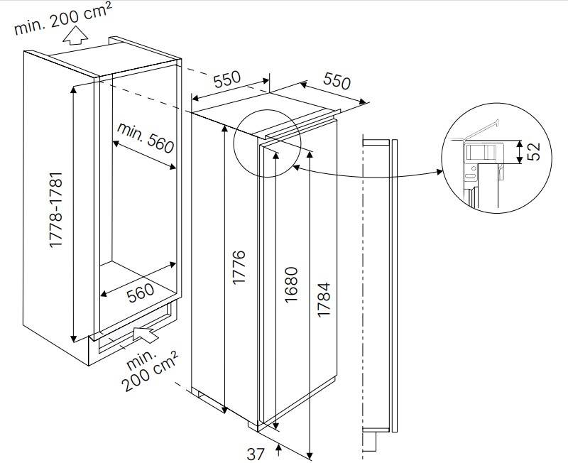 9255905 Встраиваемый холодильник без морозильника  Kuppersbusch FK 8550.0I STDN-0090931 - Вид №1