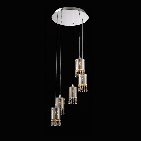 Подвесной светильник Crystal Tube 5 от Delight Collection MD2544/5R DELIGHT COLLECTION ДИЗАЙНЕРСКИЕ 243726 Прозрачный;хром;дымчатый  - Вид №1