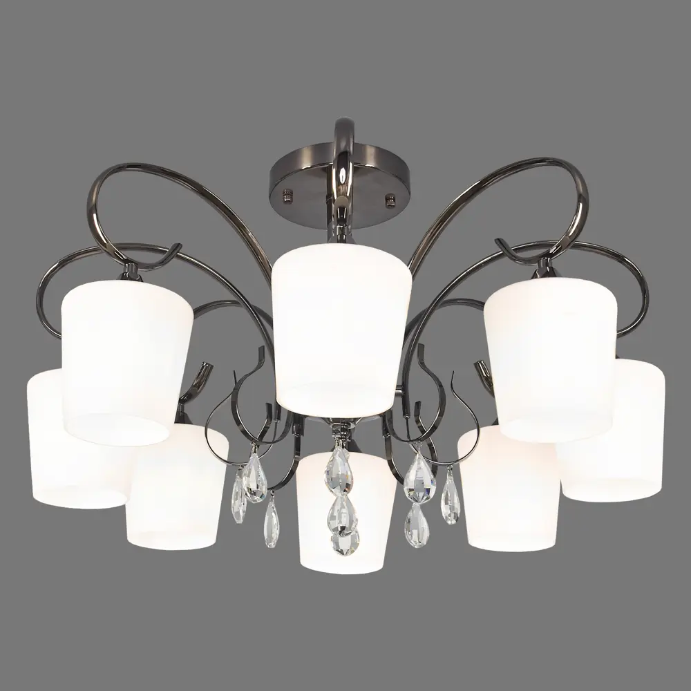 Люстра Блеск 8xE27x60 Вт металл/стекло цвет никель/белый MW-Light STLM-2100436 - Вид №2