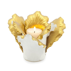 300170-18 ABHIKA ПОДСВЕЧНИК DAFF WHITE/GOLD