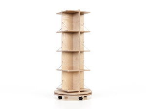 Деревянная вращающаяся витрина с колесами