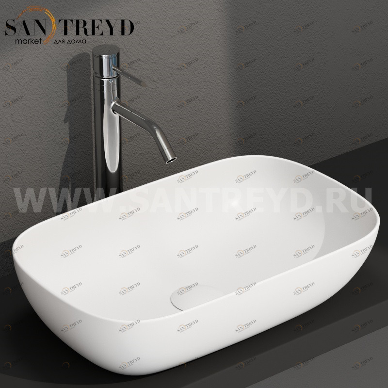 B6R60BO Накладная раковина на столешницу  прямоугольная Ceramica Globo T-EDGE
