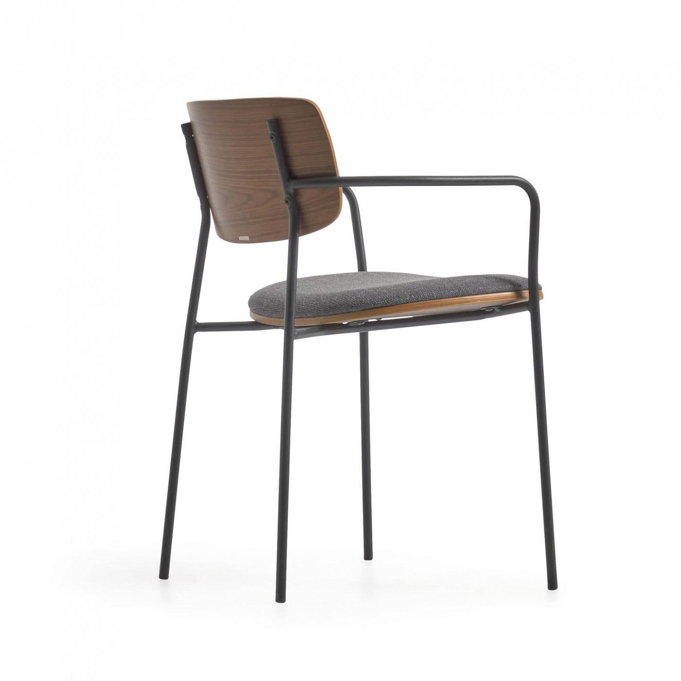 108302 Стул со шпоном ореха и металлом в черной отделке La Forma Maureen  - Вид №3