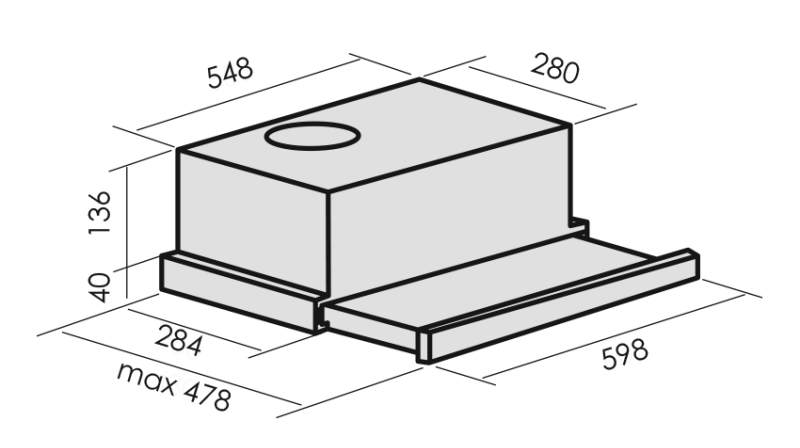 9185537 Вытяжка телескопическая LAUF LUNA 600 белый/белый STDN-0103592 - Вид №1