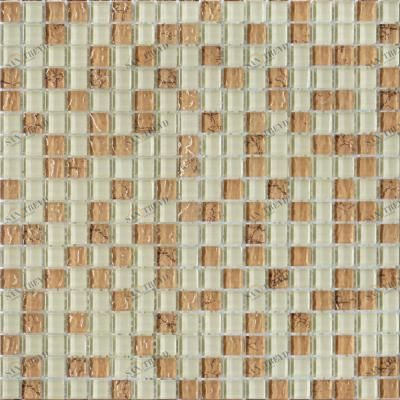 583 мозаика св.камень топленое молоко-беж  рифленый 300х300 чип 15х15 (кор 0,54м/6шт/0,09м) Роскошная мозаика 