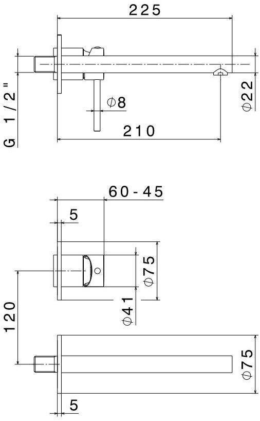 newform Смеситель для раковины, настенный, однорычажный, на 2 отверстия Mini-x 61328/61330 - Вид №2