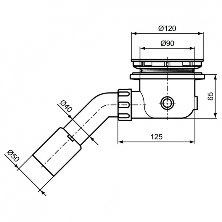 T8520AA Слив для керамических и акриловых душевых поддонов Ø90 мм Ideal Standard NO SUITE DEFINED  - Вид №2