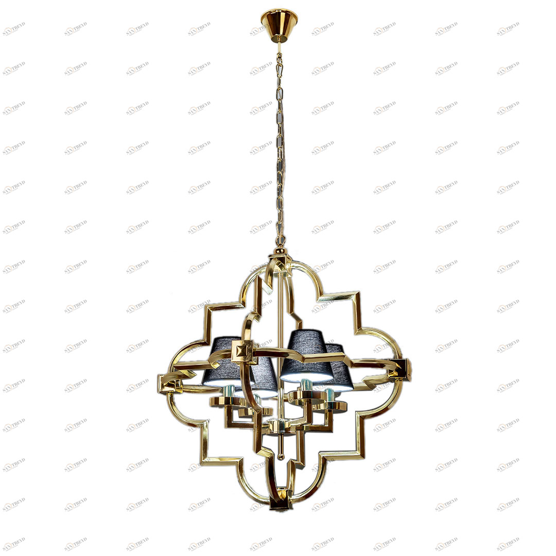 Люстра подвесная с абажуром золотая Frezia Light 116025 FREZIA LIGHT ДИЗАЙНЕРСКИЕ 00-3953609 Золото;черный 
