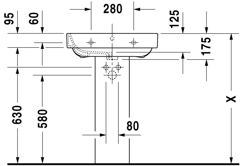 2316600030 Подвесная раковина настенная овальная Duravit Happy D.2 - Вид №2