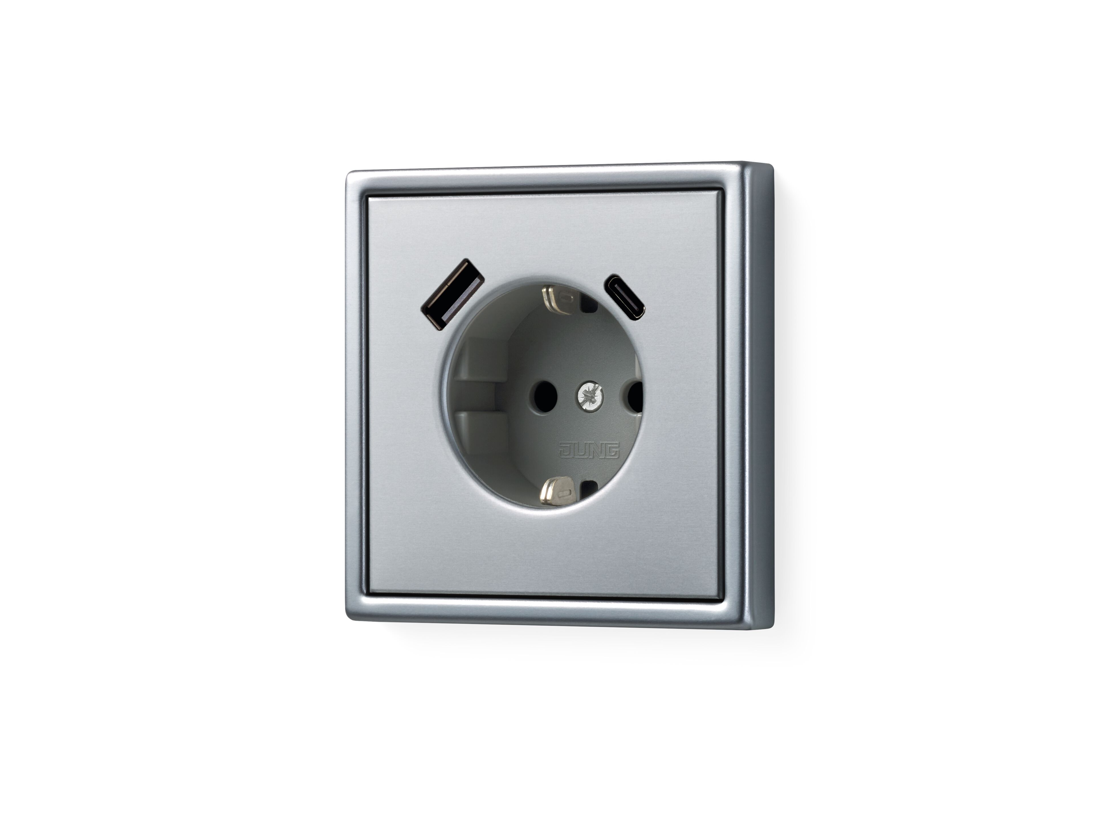 Алюминиевая электрическая розетка schuko с USB JUNG LS 990 ARCH-00033221 - Вид №1