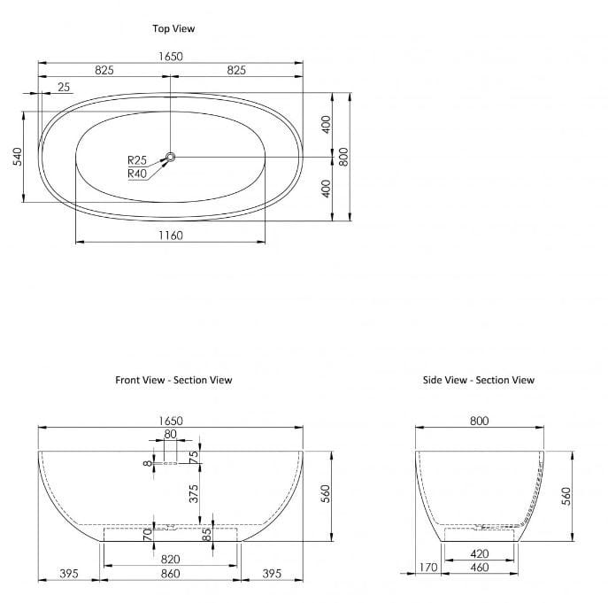 Овальная ванна в центре комнаты из смолы LUSSO Пикассо ARCH-00125611 - Вид №13