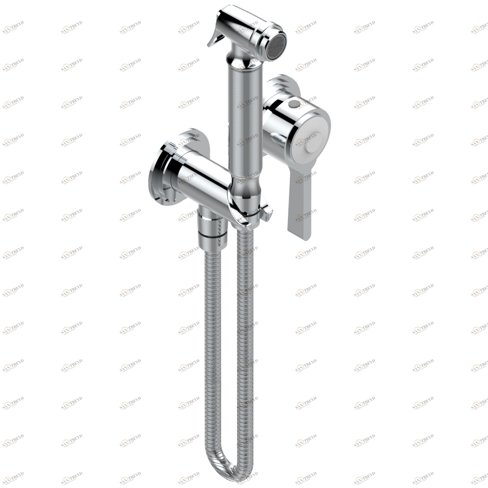 G2K-5840/MBG Комплект для душа, включающий смеситель, армированный шланг 1 м 25 см, ручной душ с курковым распылителем, выход из стены и предохранительный запорный клапан Thg-paris Faubourg - белый фарфор Хром G2K 5840/MBG A02 CAT.A