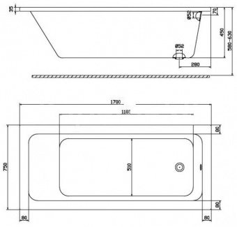 Акриловая ванна 170х75 KOLO Modo AntiSlide XWP1170101  - Вид №5