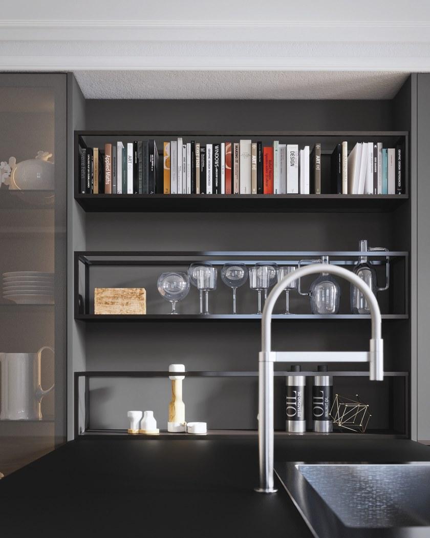 Alta Cucine Кухня из лакированного дерева и стекла с полуостровом Sistema 22 sun-id-1400862 - Вид №5